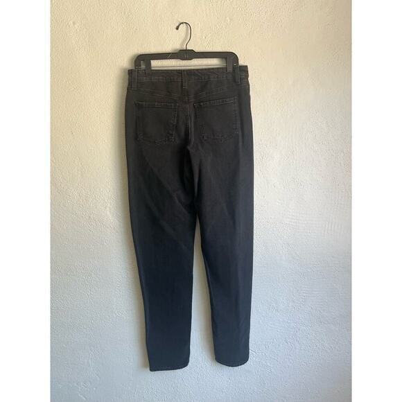 Express Woman Mid Rise Washed Black Pleated Baggy Tapered Jeans, Size 8L - Picture 12 of 12